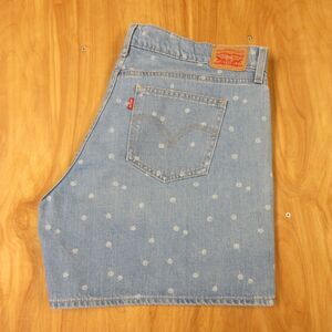 LEVI'S Polka Dot Mid Length Denim Jean Shorts Sz 34 (18) Light Wash Cotton Jorts